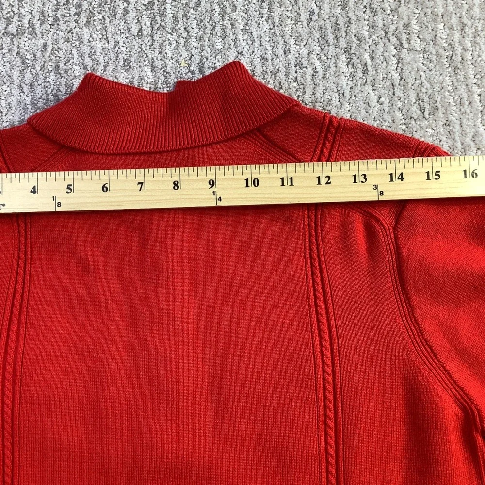 Maje Mizoly Red‎ Wool Blend Embroidered Polo Sweater Gold Buttons Size 1 NWT